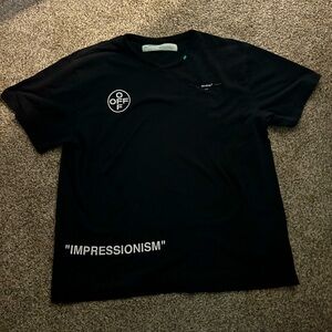 Very Rare Off White Virgil Abloh Mens “Impressionism” Tee Shirt Black-Oversized